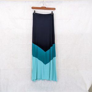 Loveappella Chevron Maxi Skirt Blue/Green Size XS